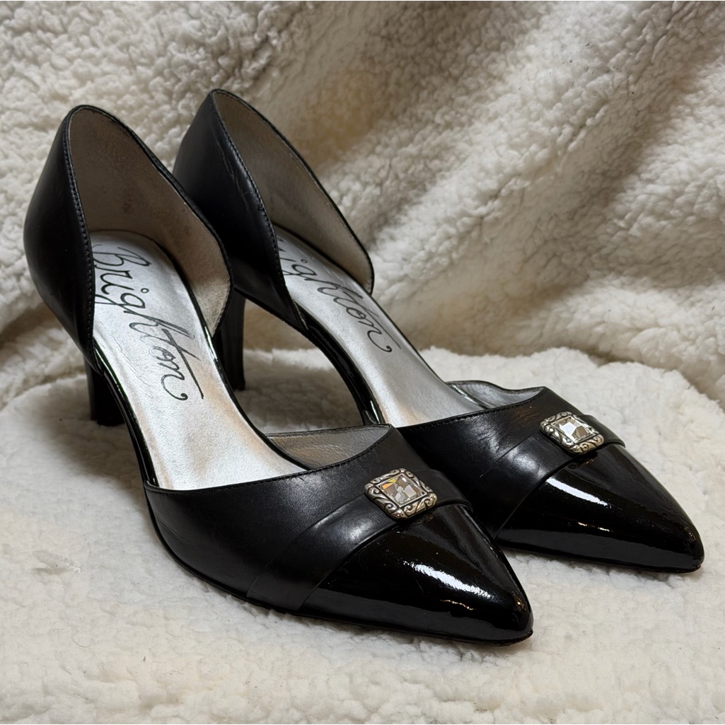 Brighton Yolo 2.75" Heels Black Dress & Patent Leather Slip On D’orsay Pumps 7.5